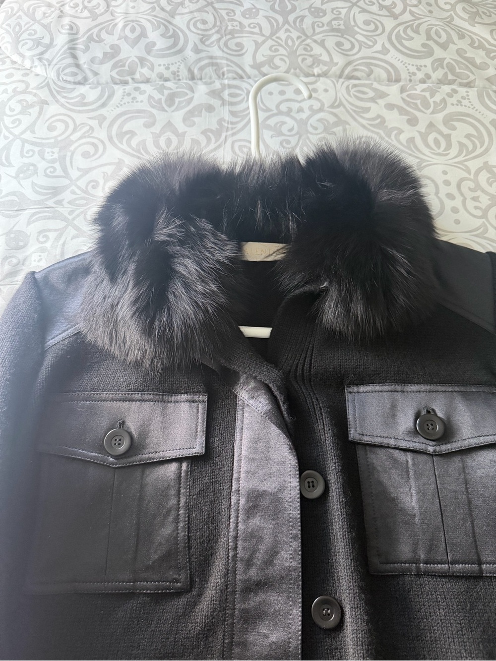 Valentino Knit Trim Sweater With Fur Collar - Picture 5 of 13